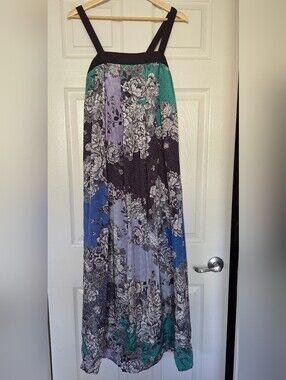 NWT Anthropologie Atsu Printed Maxi Dress Floral Purple Blue Boho XXS $220